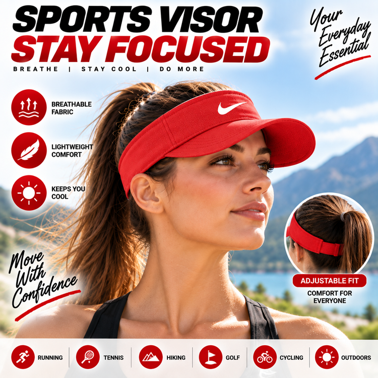 Sports Sun Visor Cap Adjustable Lightweight Running Golf Tennis Outdoor Unisex