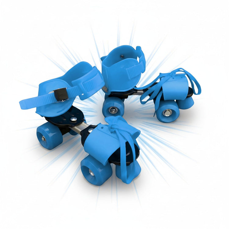 Adjustable Blue 4-Wheel Roller Skates for Kids