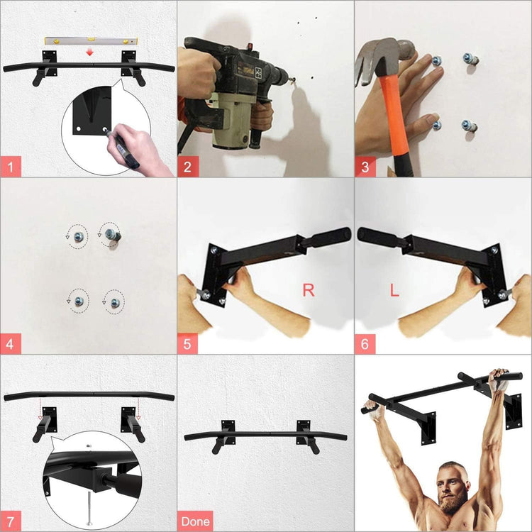 Wall Mounted Pull-Up Bar – Multi-Grip Chin-Up Station for Home Workouts