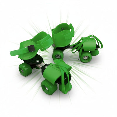 Adjustable Green 4-Wheel Roller Skates for Kids