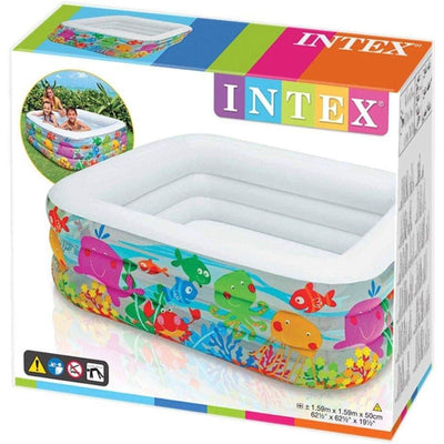 Intex Multicolored Square Inflatable Pool for Kids (62.5" x 62.5" x 19.5" (Model 57471)