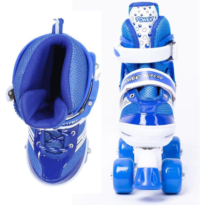 Power Superb Adjustable Roller Skate Shoes – 2-Row 4-Wheel Skates for Kids & Adults