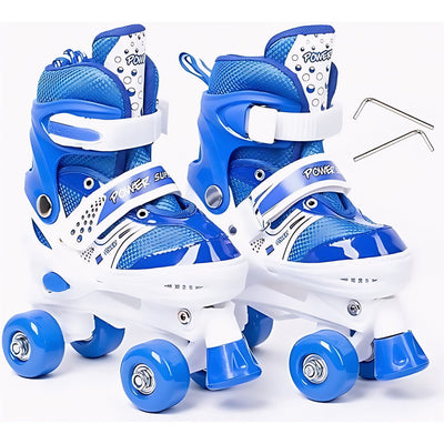 Power Superb Adjustable Roller Skate Shoes – 2-Row 4-Wheel Skates for Kids & Adults