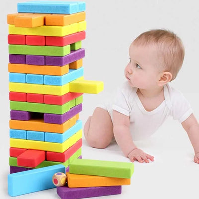 Jenga Wooden multicolor Stacking Tower Board Game for Kids & Adults