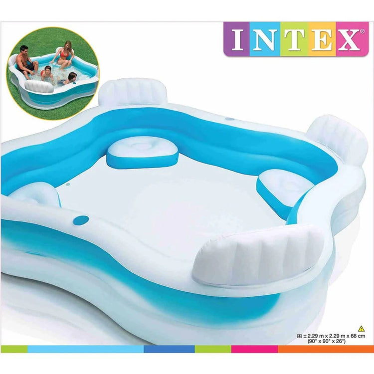 Intex Swim Center Family Lounge Pool – 90" x 90" x 26" – Model 56475