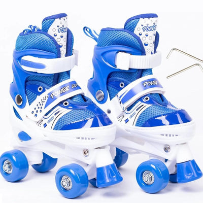 Power Superb Adjustable Roller Skate Shoes – 2-Row 4-Wheel Skates for Kids & Adults