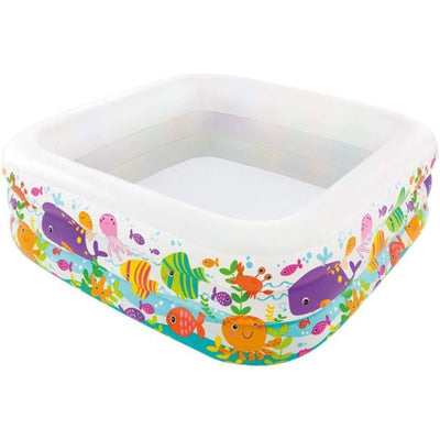Intex Multicolored Square Inflatable Pool for Kids (62.5" x 62.5" x 19.5" (Model 57471)