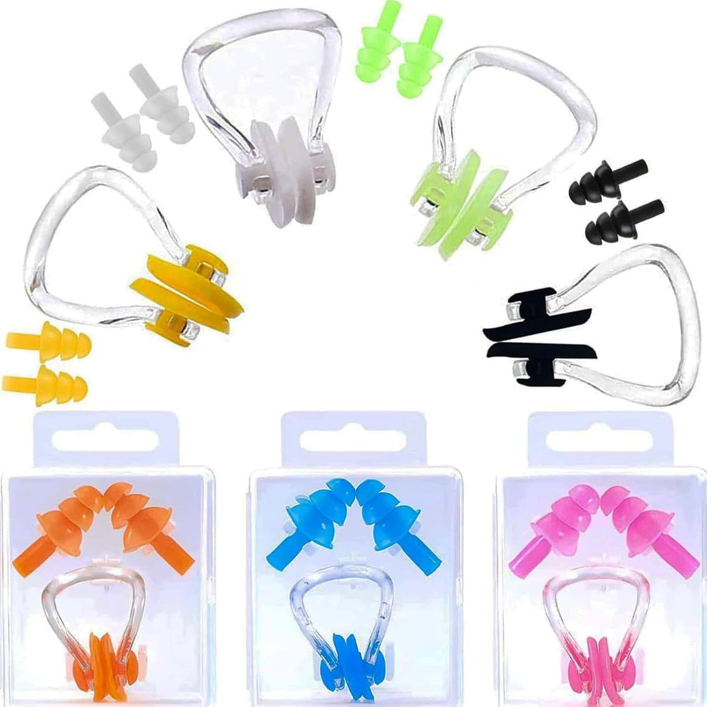 Silicone Nose Clip & Ear Plugs Set – Waterproof Swimming Accessory for All Ages