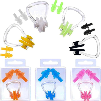 Silicone Nose Clip & Ear Plugs Set – Waterproof Swimming Accessory for All Ages