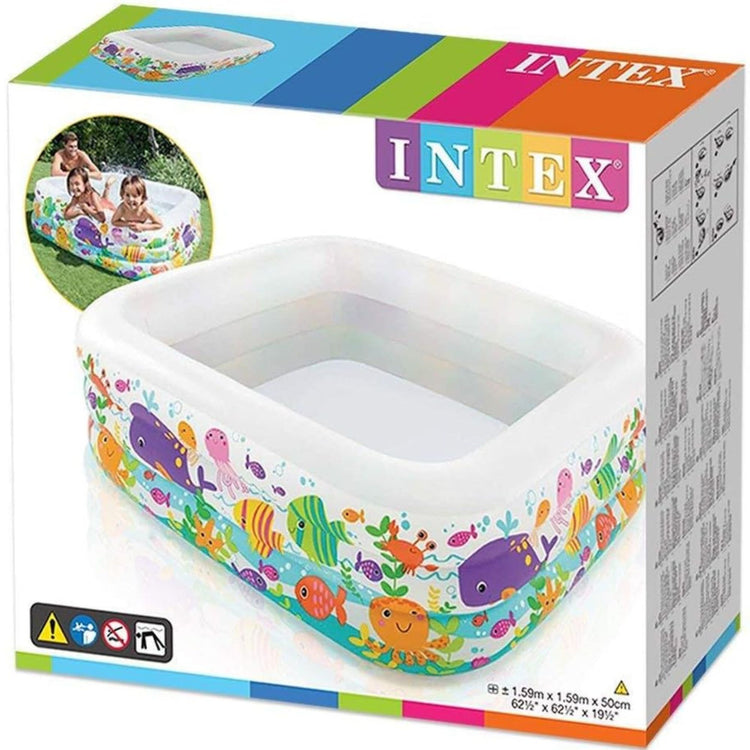 Intex Multicolored Square Inflatable Pool for Kids (62.5" x 62.5" x 19.5" (Model 57471)