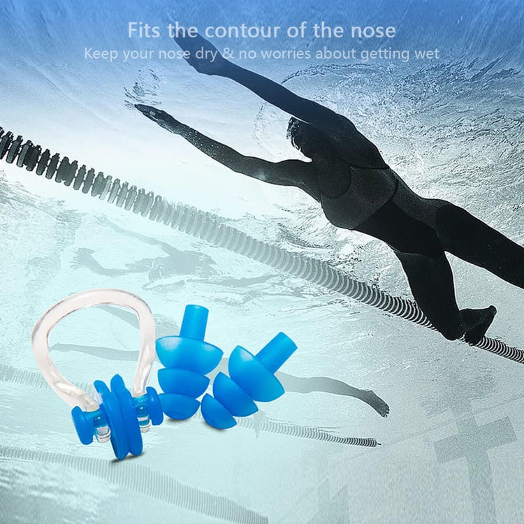 Silicone Nose Clip & Ear Plugs Set – Waterproof Swimming Accessory for All Ages