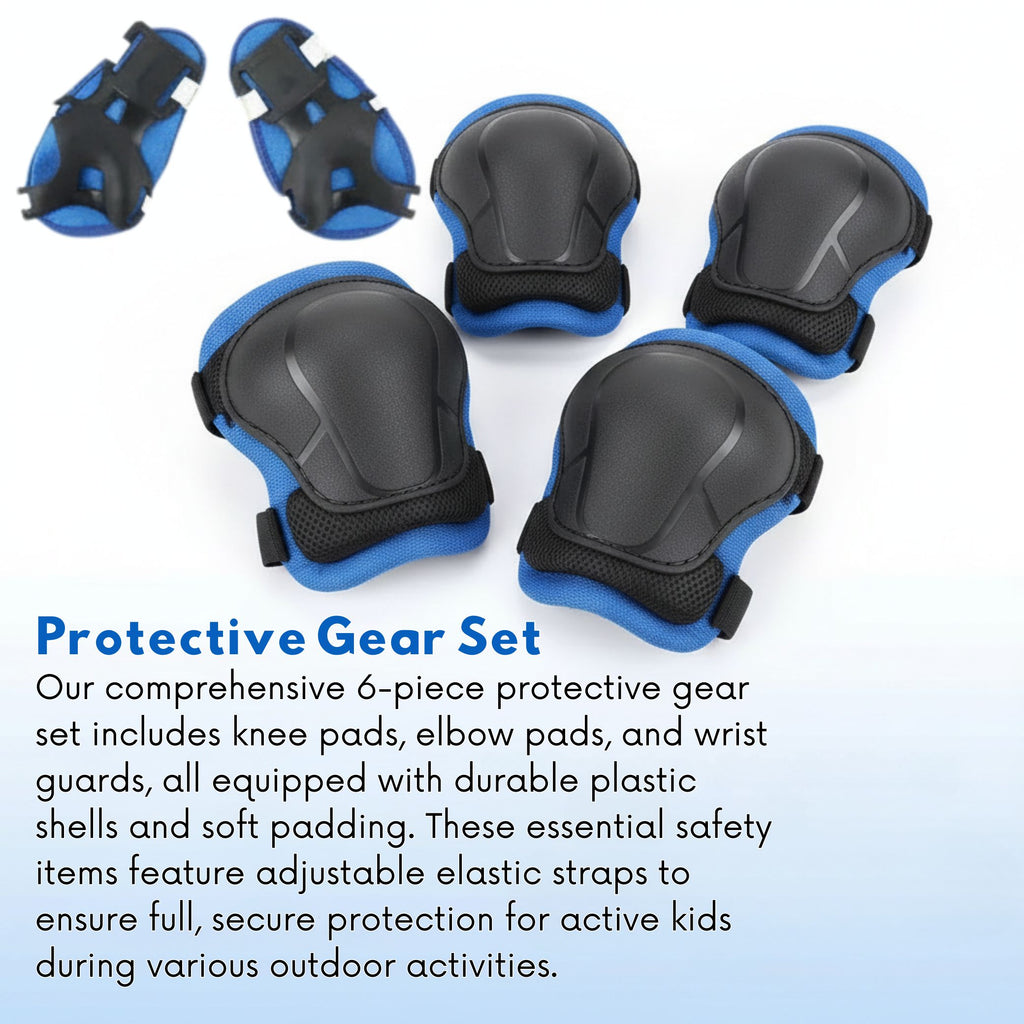 Kids Bike & Skate Helmet + 6-Piece Safety Gear Set – Adjustable, Breathable & Impact-Resistant for Cycling, Skating, Scooter Riding