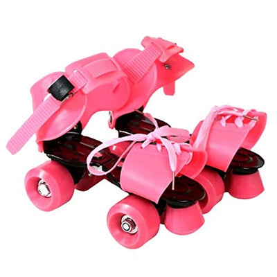 Adjustable Pink 4-Wheel Roller Skates for Kids