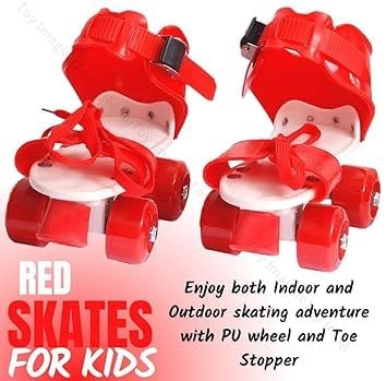 Adjustable Red 4-Wheel Roller Skates for Kids – Bold, Durable & Fun