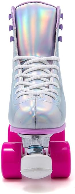 Silver-Purple 4-Wheel Roller Skates – For Adults, Kids & Beginners