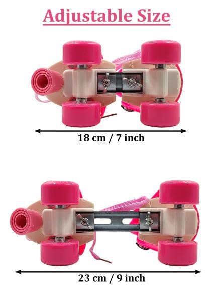 Adjustable Pink 4-Wheel Roller Skates for Kids – Stylish, Safe & Built for Fun
