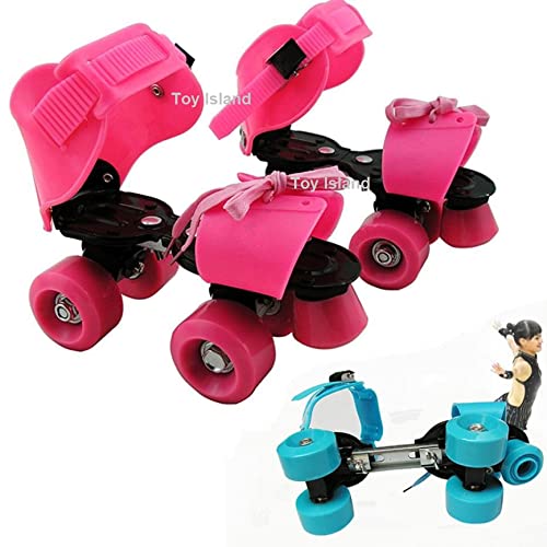 Adjustable Pink 4-Wheel Roller Skates for Kids