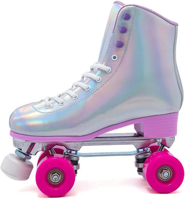 Silver-Purple 4-Wheel Roller Skates – For Adults, Kids & Beginners