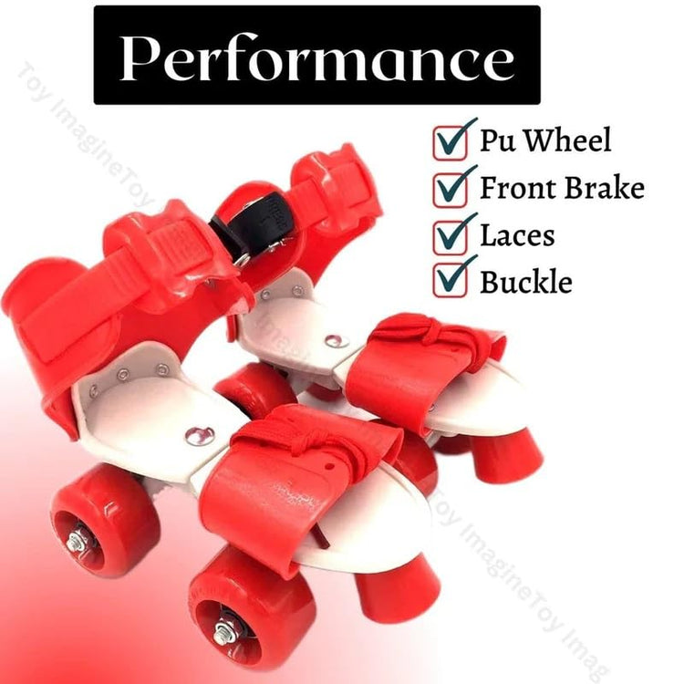 Adjustable Red 4-Wheel Roller Skates for Kids – Bold, Durable & Fun