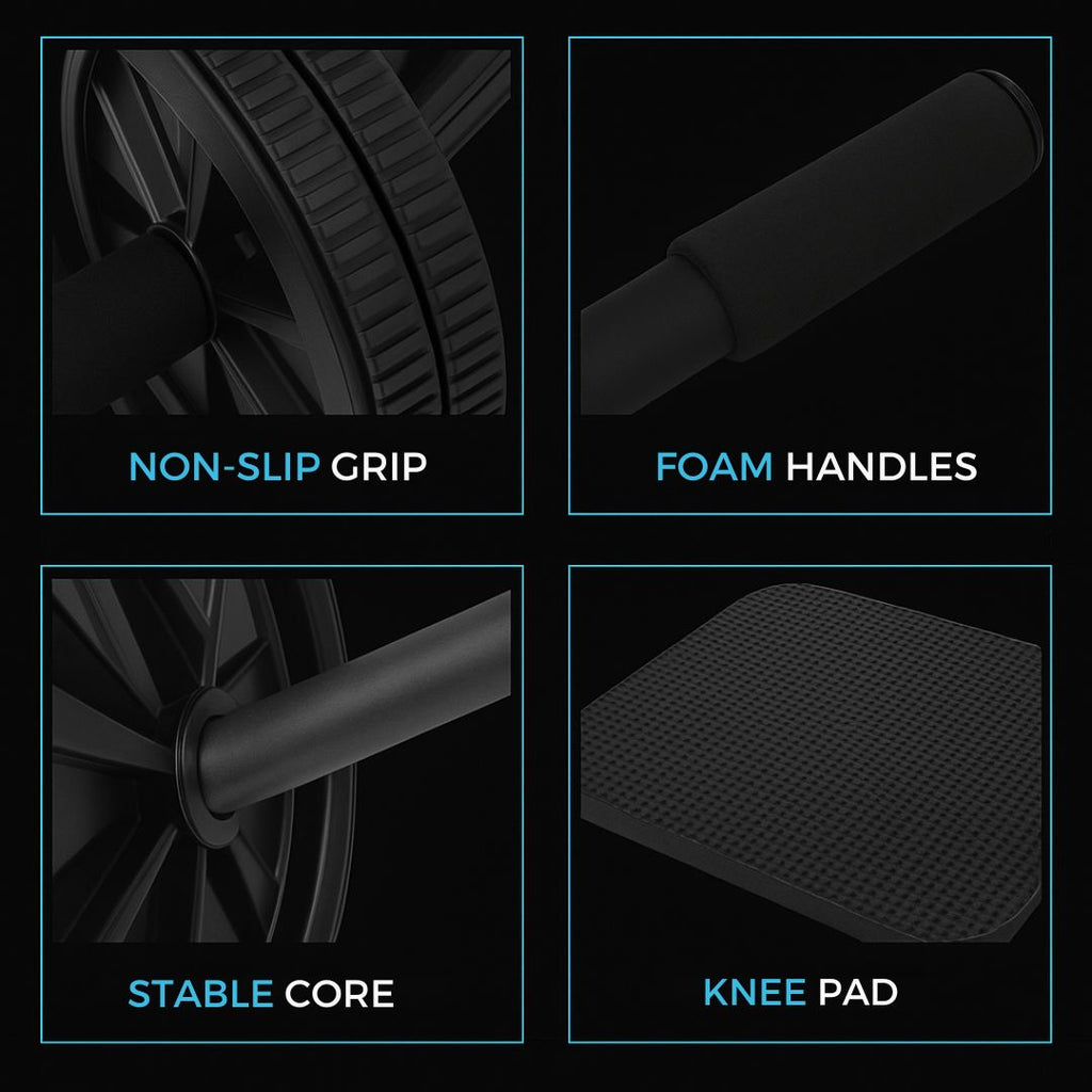 Ab Wheel Roller Anti Skid Double Wheel Total Body Exerciser Men and Women