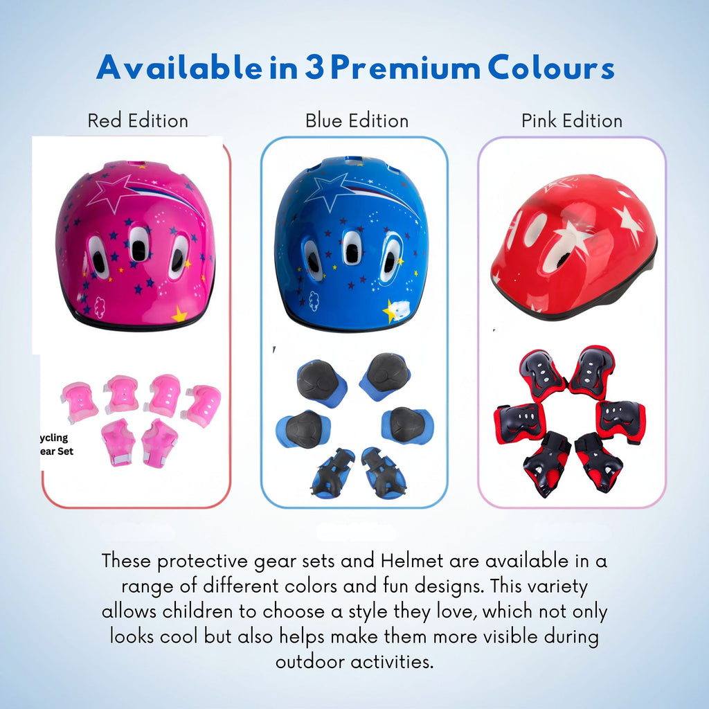 Kids Bike & Skate Helmet + 6-Piece Safety Gear Set – Adjustable, Breathable & Impact-Resistant for Cycling, Skating, Scooter Riding