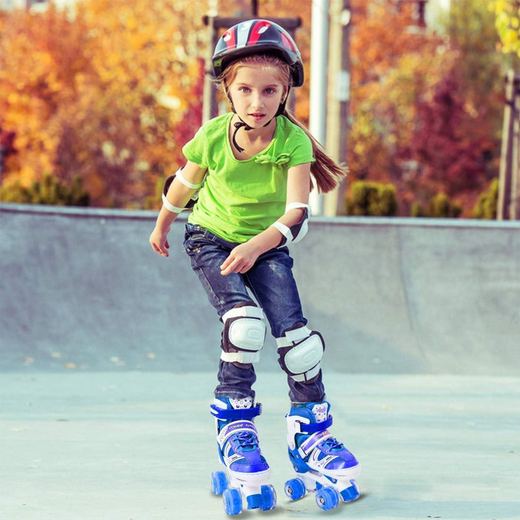 Power Superb Adjustable Roller Skate Shoes – 2-Row 4-Wheel Skates for Kids & Adults