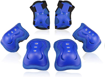 6-Piece Blue Kids Protective Gear Set – Knee Pads, Elbow Pads & Wrist Guards for Safe Cycling, Skating & Biking Adventures