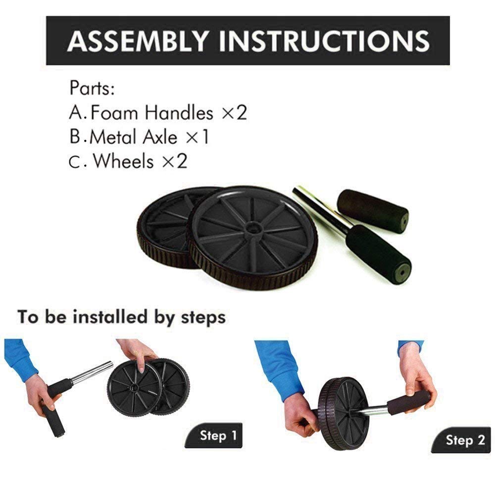 Ab Wheel Roller Anti Skid Double Wheel Total Body Exerciser Men and Women