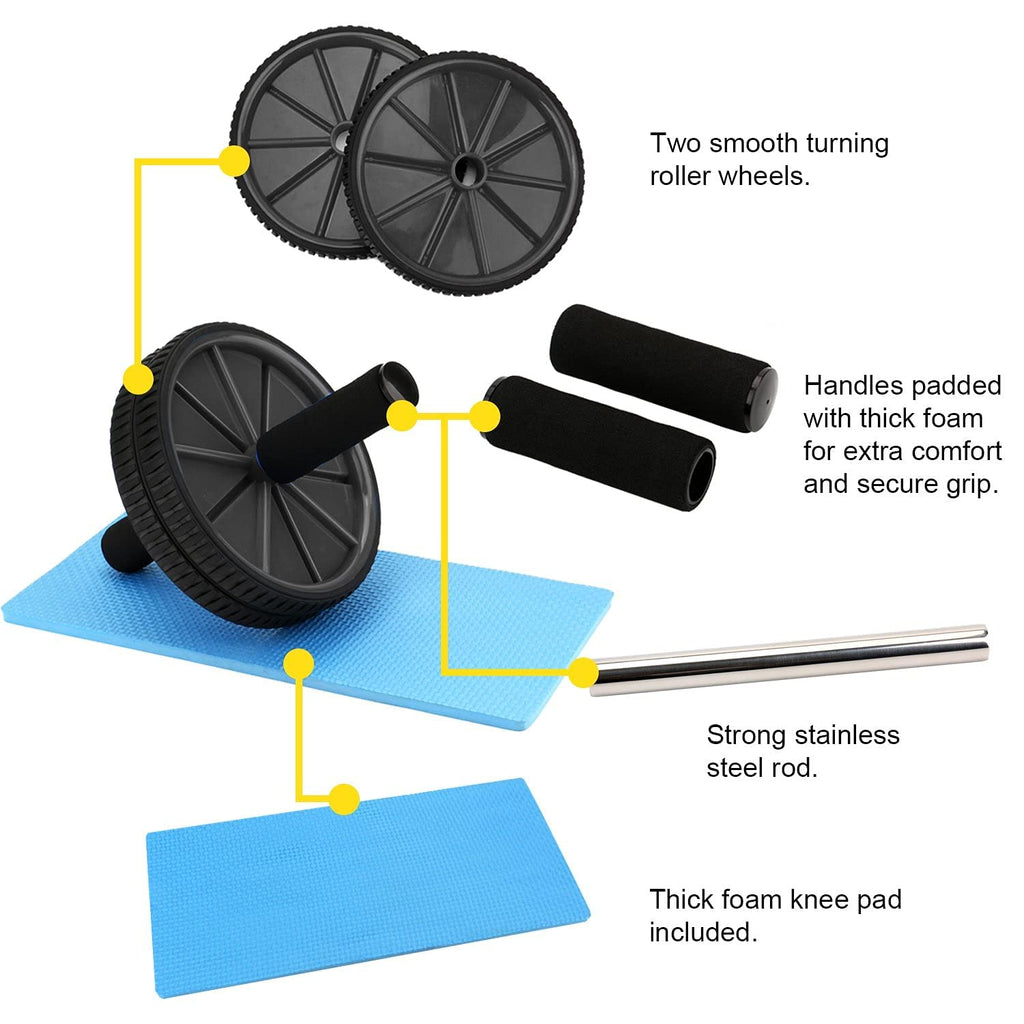 Ab Wheel Roller Anti Skid Double Wheel Total Body Exerciser Men and Women