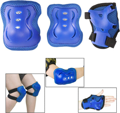 6-Piece Blue Kids Protective Gear Set – Knee Pads, Elbow Pads & Wrist Guards for Safe Cycling, Skating & Biking Adventures