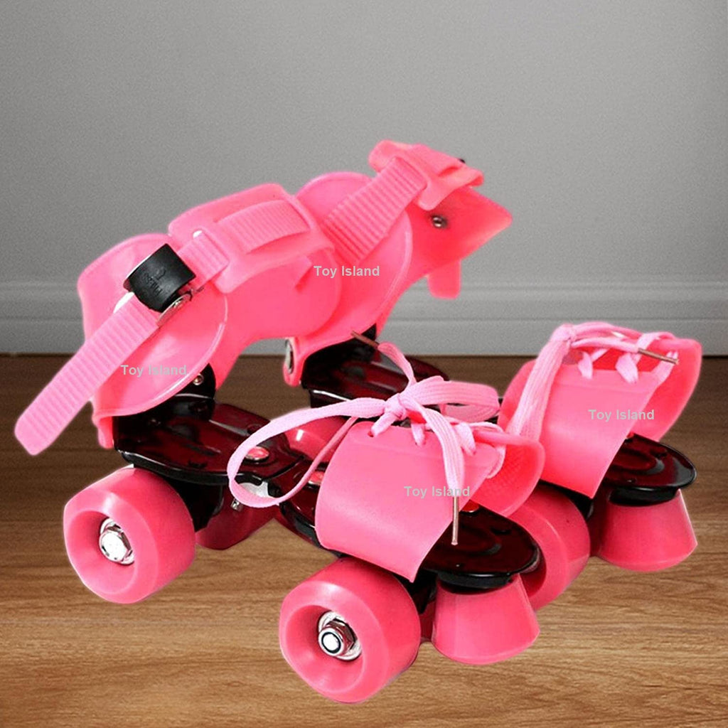 Adjustable Pink 4-Wheel Roller Skates for Kids