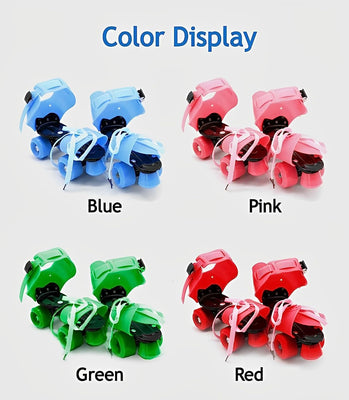 Adjustable Green 4-Wheel Roller Skates for Kids