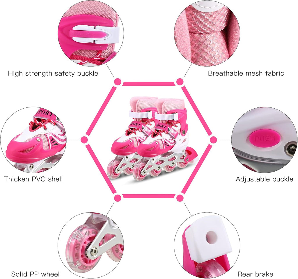 Sparkling Pink Inline Skates for Kids – Adjustable, Durable & Full of Fun