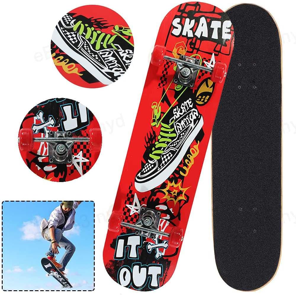 22-Inch Retro Mini Skateboard with Flashing Wheels
