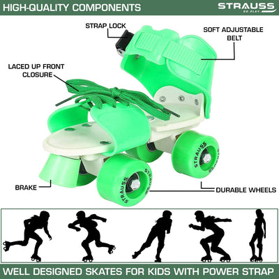 Adjustable Green 4-Wheel Roller Skates for Kids – Stylish, Durable & Fun