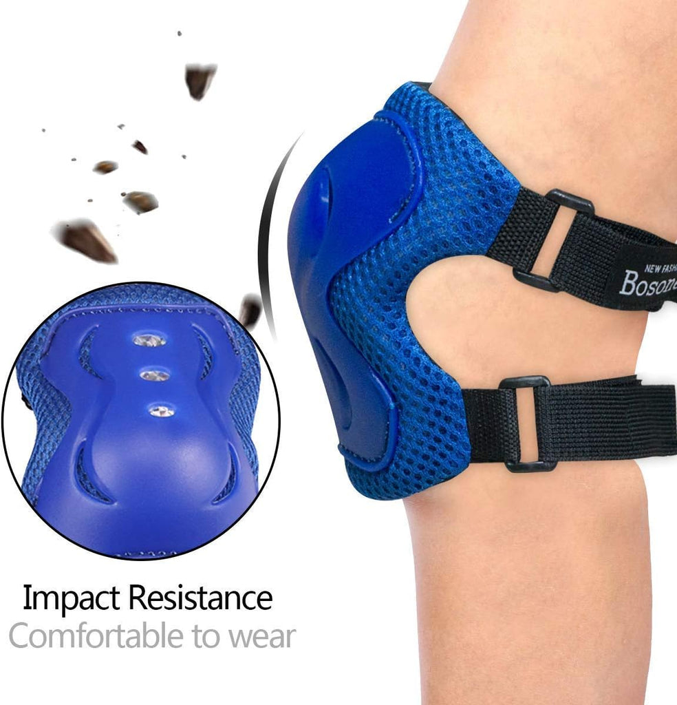 6-Piece Blue Kids Protective Gear Set – Knee Pads, Elbow Pads & Wrist Guards for Safe Cycling, Skating & Biking Adventures