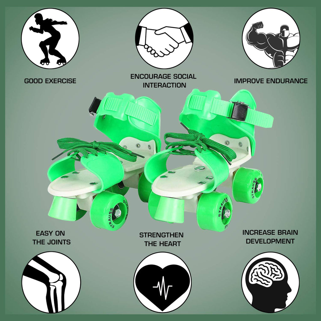 Adjustable Green 4-Wheel Roller Skates for Kids – Stylish, Durable & Fun