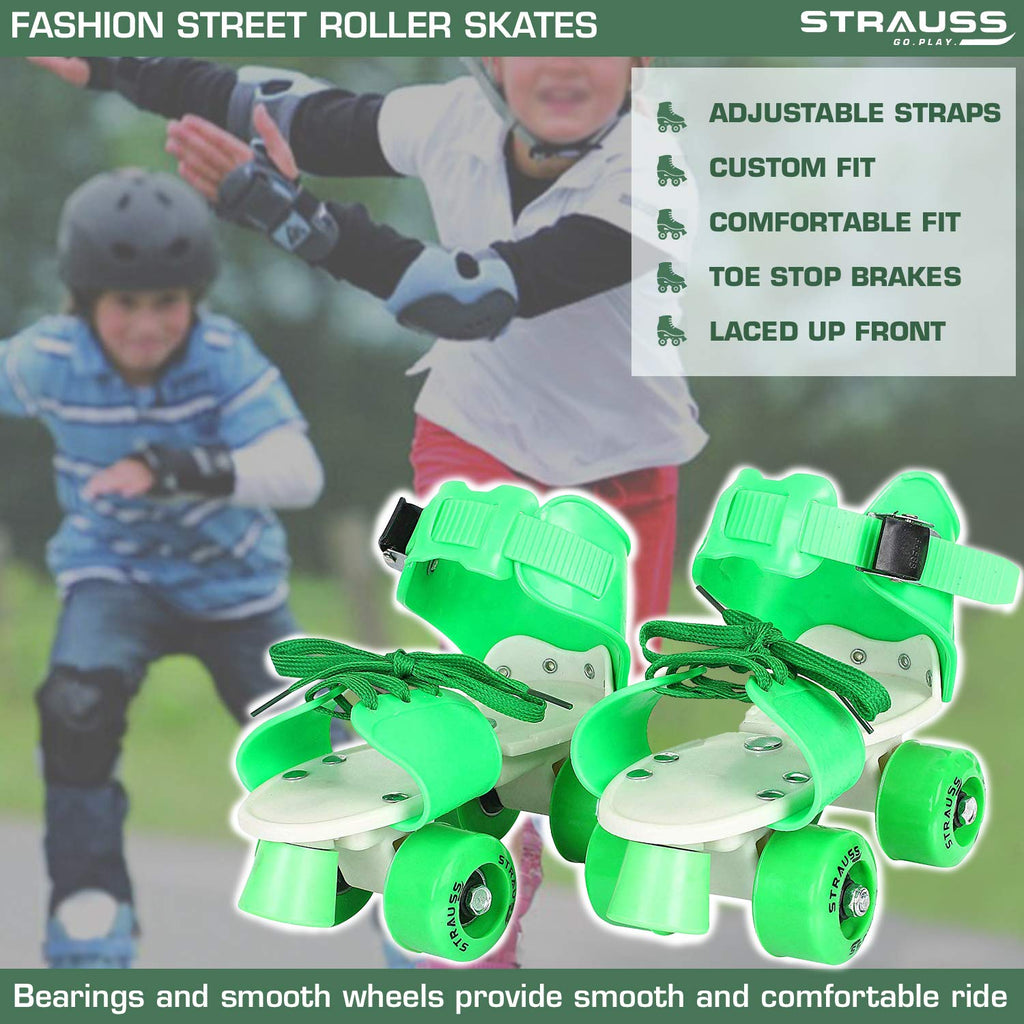 Adjustable Green 4-Wheel Roller Skates for Kids – Stylish, Durable & Fun