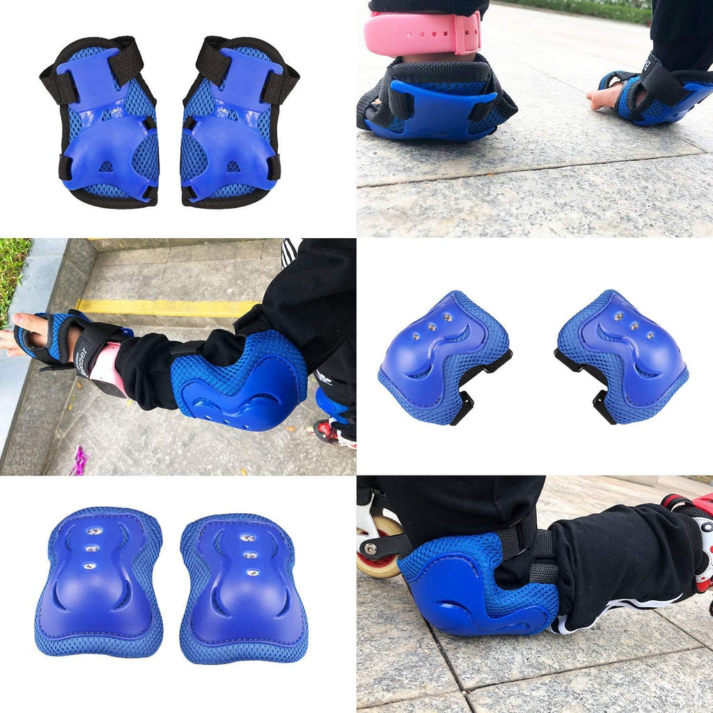 6-Piece Blue Kids Protective Gear Set – Knee Pads, Elbow Pads & Wrist Guards for Safe Cycling, Skating & Biking Adventures