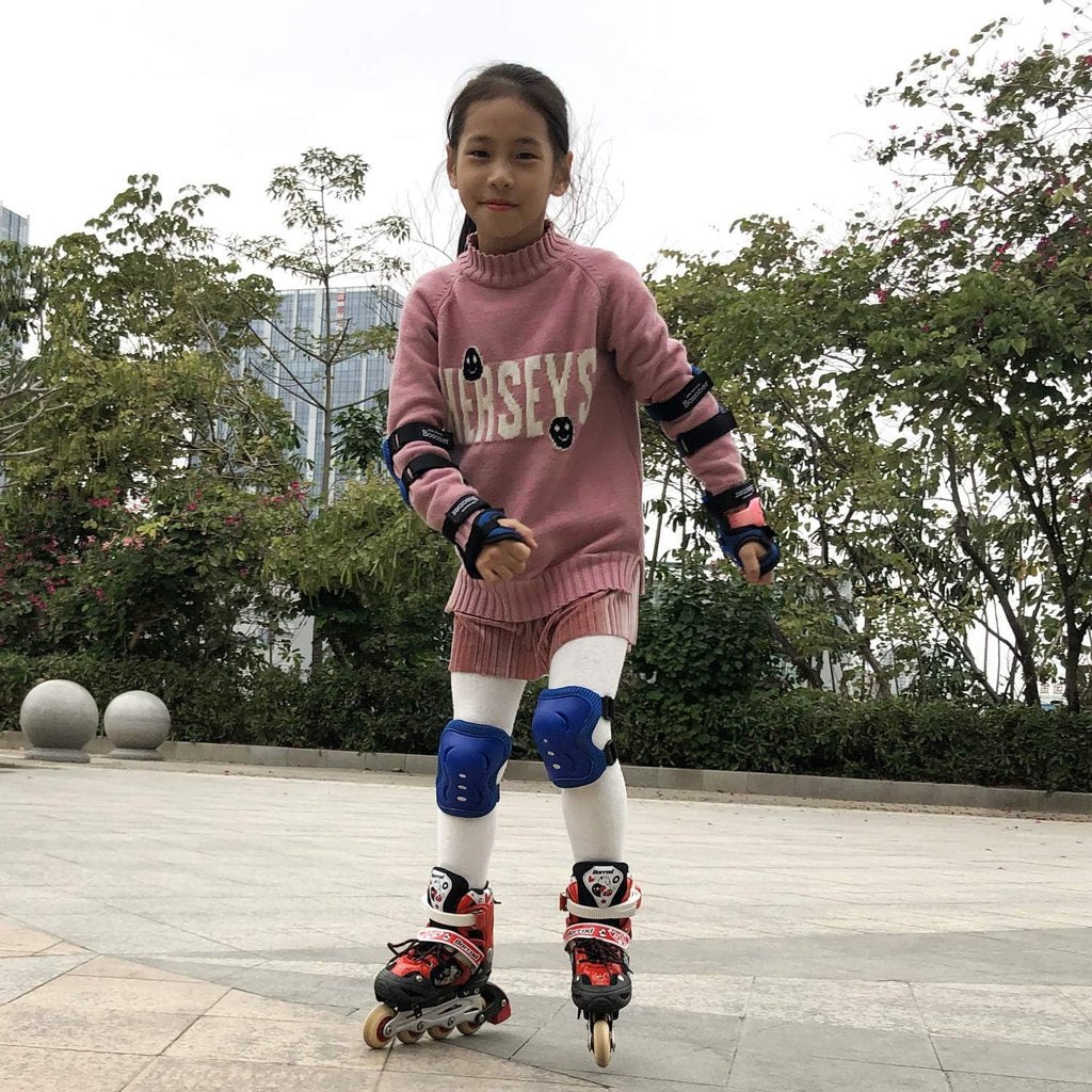 6-Piece Blue Kids Protective Gear Set – Knee Pads, Elbow Pads & Wrist Guards for Safe Cycling, Skating & Biking Adventures