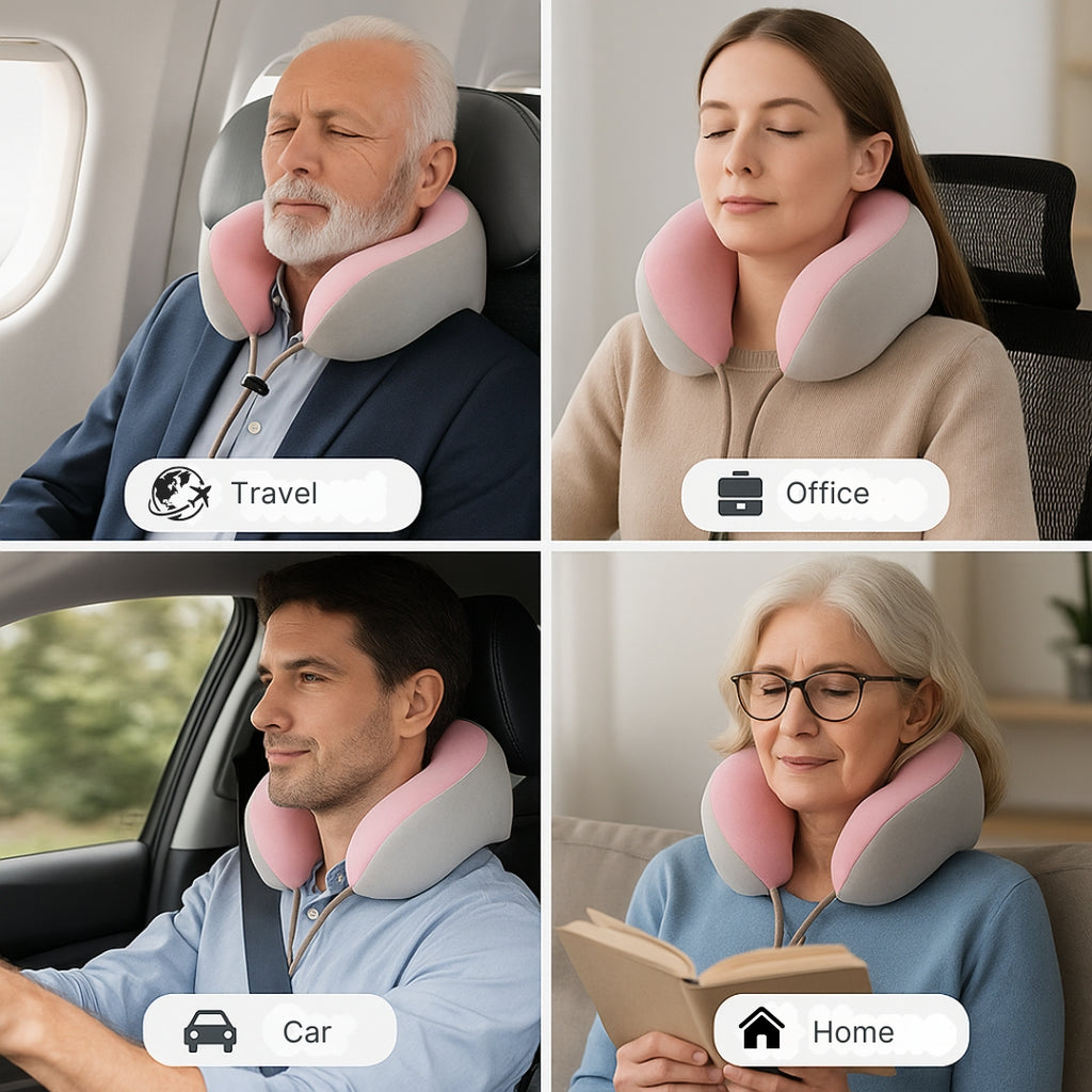 U-Shaped Neck Massager Pillow with Heat, Memory Foam Support, Rechargeable Neck and Shoulder Massager for Pain Relief and Relaxation