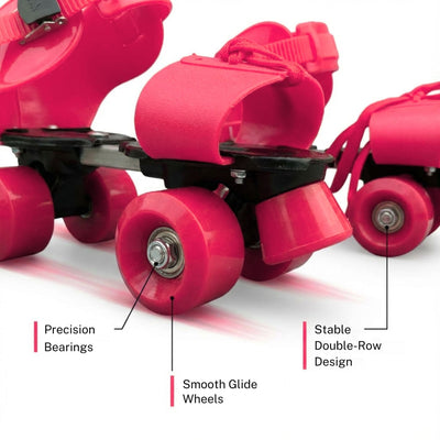 Adjustable Pink 4-Wheel Roller Skates for Kids