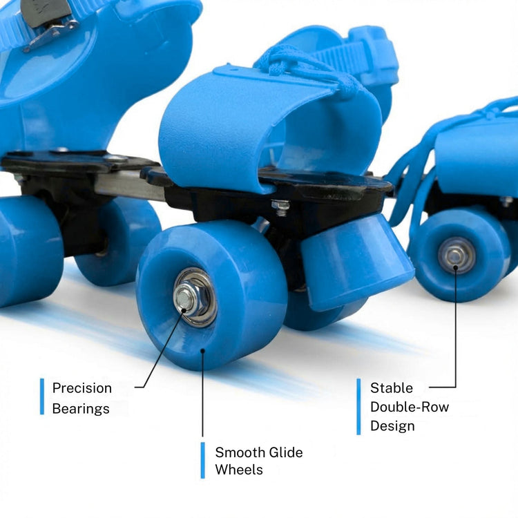 Adjustable Blue 4-Wheel Roller Skates for Kids
