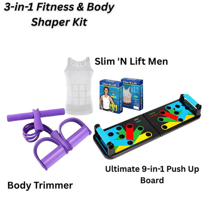 3-in-1 Fitness & Body Shaper Kit (Trimmer, Push-Up Board & Slim 'N Lift)