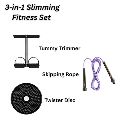 3-in-1 Slimming Fitness Set (Tummy Trimmer, Twister Disc & Skipping Rope)