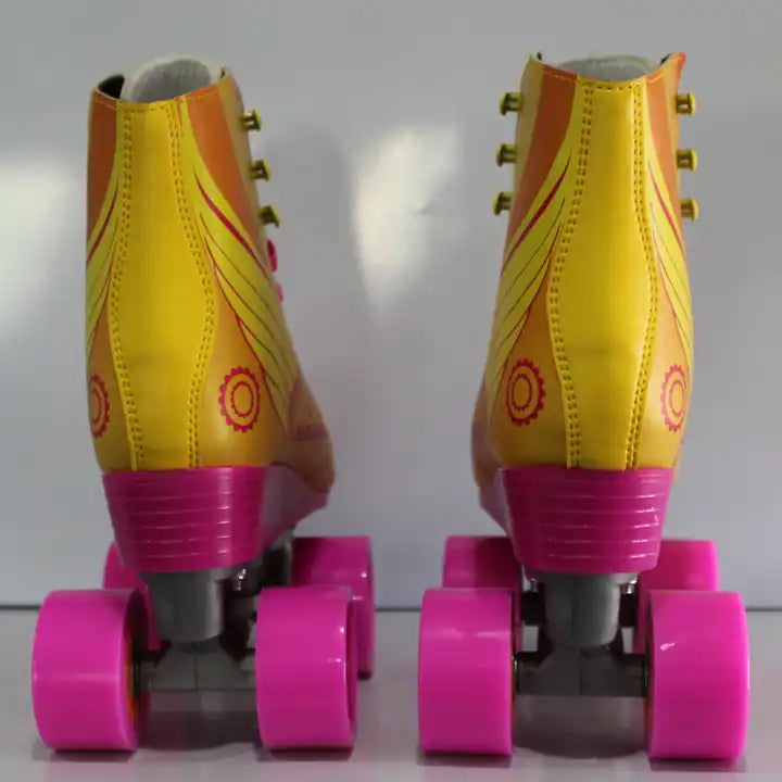 Yellow-Brown Flashing Quad Roller Skates – New Design