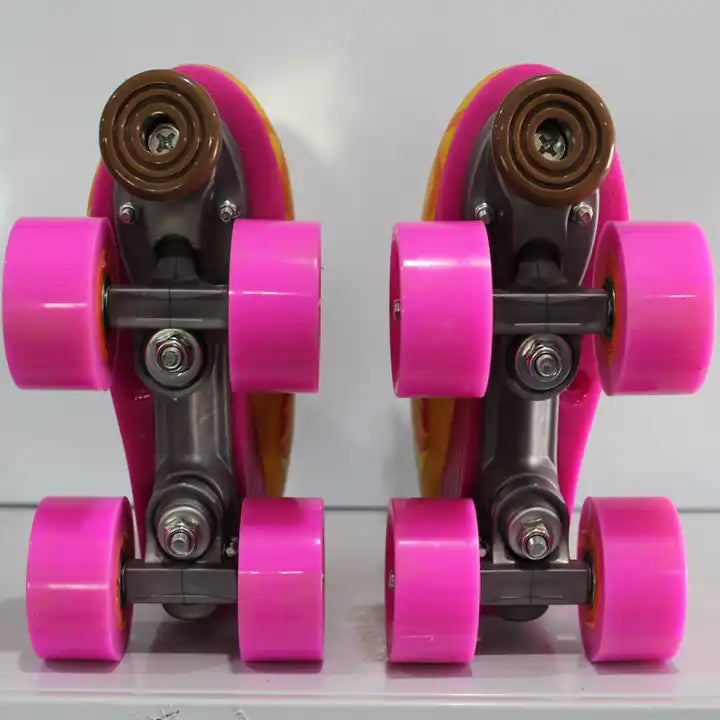 Yellow-Brown Flashing Quad Roller Skates – New Design