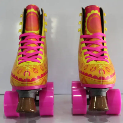 Yellow-Brown Flashing Quad Roller Skates – New Design