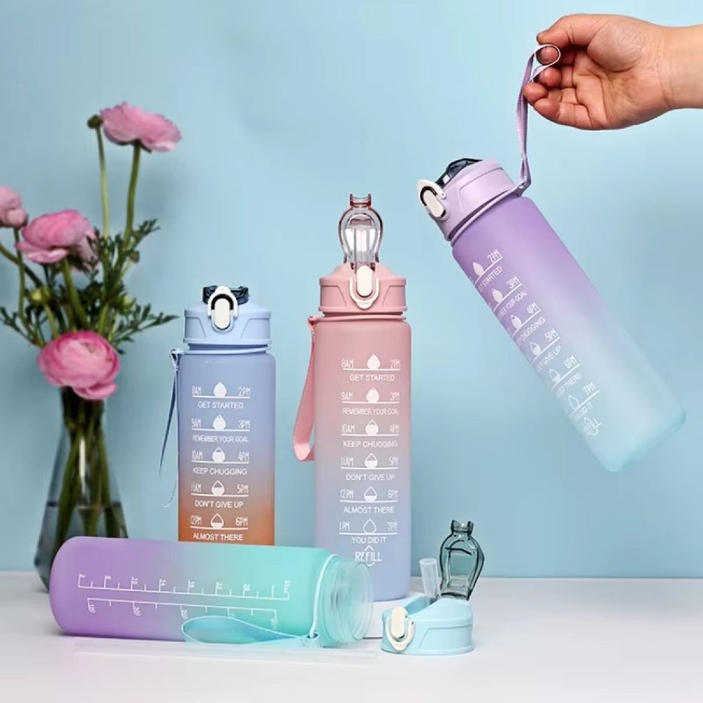 900ML Water Bottle Motivational Sports Bottle With Time Marker Leak-proof Cup Fitness BPA Free Portable Drinkware For Outdoor