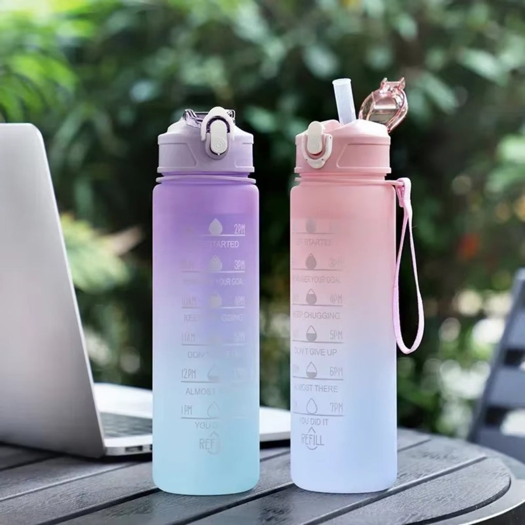 900ML Water Bottle Motivational Sports Bottle With Time Marker Leak-proof Cup Fitness BPA Free Portable Drinkware For Outdoor